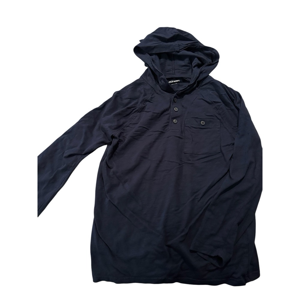Old Navy Boys Pullover Hoodie Size Youth Xtra Large XL Black 1/4 Button‎ EUC